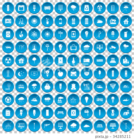100 windmills icons set blue 34285211