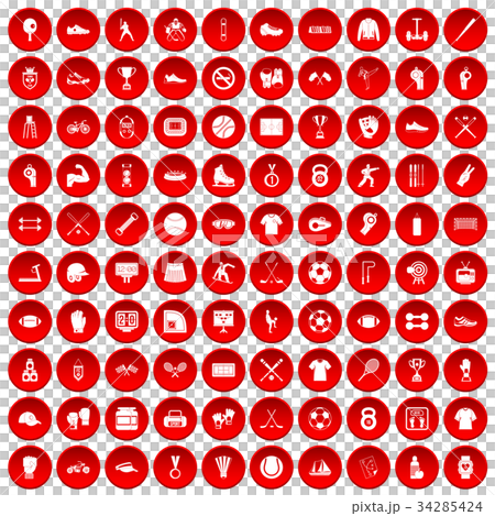 100 athlete icons set red 34285424