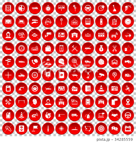 100 auto service center icons set red 34285559