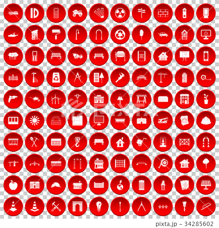 100 architecture icons set red 100 architecture icons set red 34285602