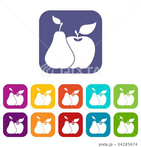 Apple and pear icons set Apple and pear icons set 34285674