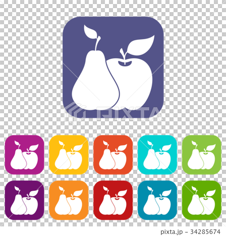 Apple and pear icons set Apple and pear icons set 34285674