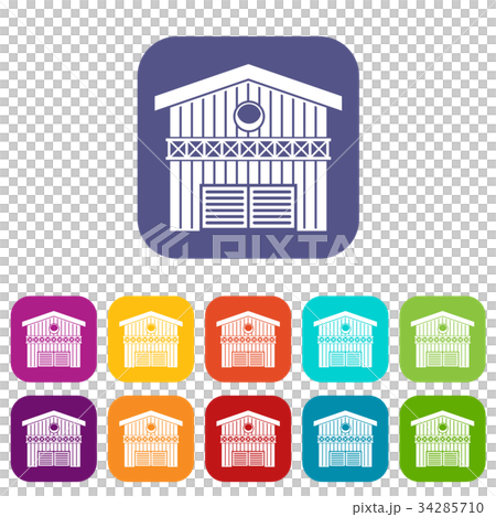 Barn for animals icons set Barn for animals icons set 34285710