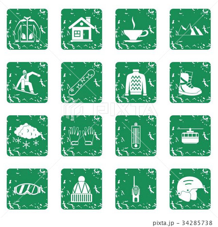 Snowboarding icons set grunge Snowboarding icons set grunge 34285738