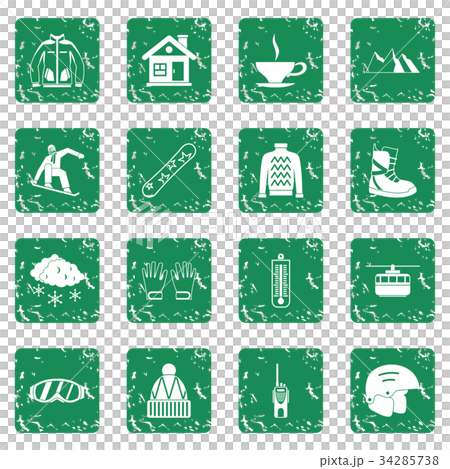 Snowboarding icons set grunge Snowboarding icons set grunge 34285738