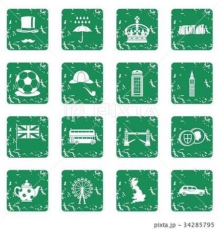 Great Britain icons set grunge 34285795