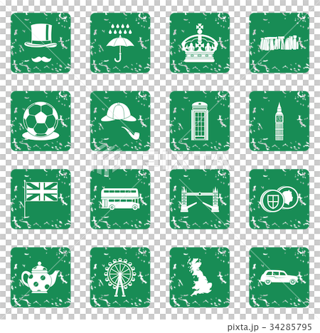 Great Britain icons set grunge 34285795