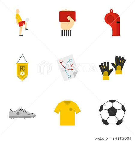 Football icons set, flat style Football icons set, flat style 34285904