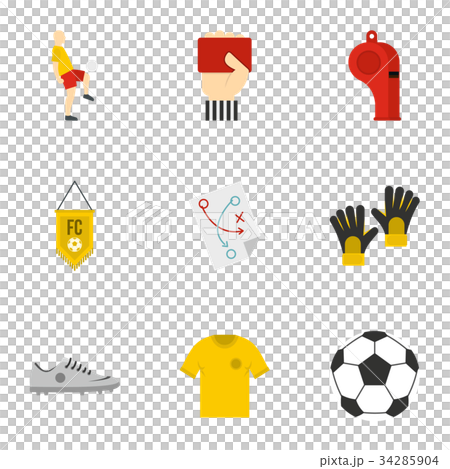 Football icons set, flat style Football icons set, flat style 34285904