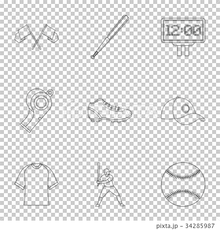 Baseball icons set, outline style - Stock Illustration [34285987] - PIXTA