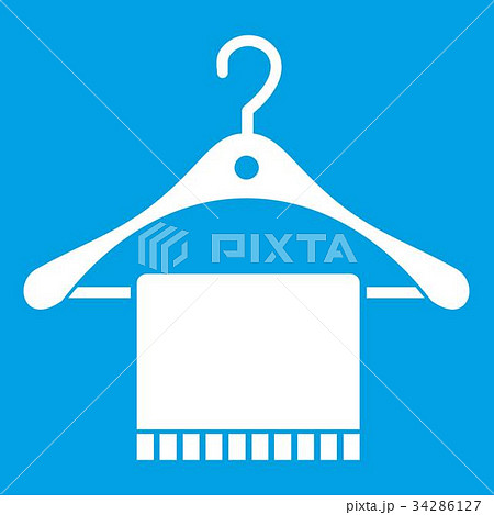 Scarf on coat hanger icon white Scarf on coat hanger icon white 34286127