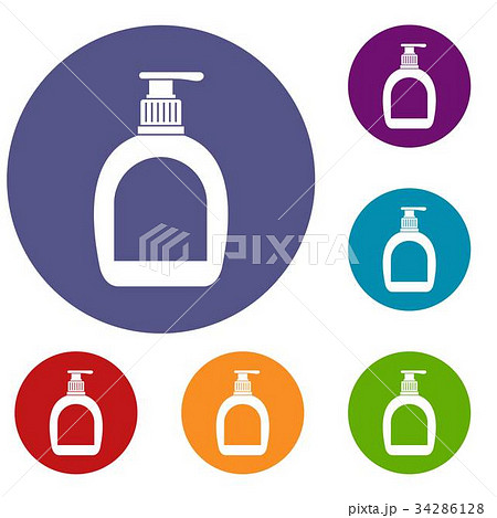 Bottle with liquid soap icons set 34286128