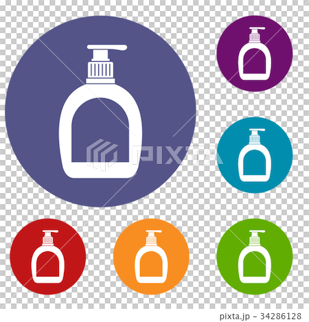 Bottle with liquid soap icons set 34286128