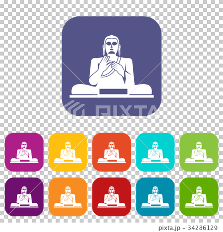 Buddha statue icons set 34286129