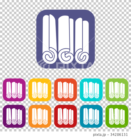 Cinnamon sticks icons set Cinnamon sticks icons set 34286131