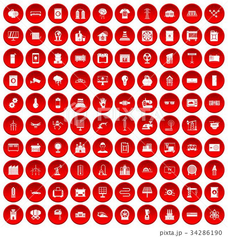 100 electrical engineering icons set red 100 electrical engineering icons set red 34286190