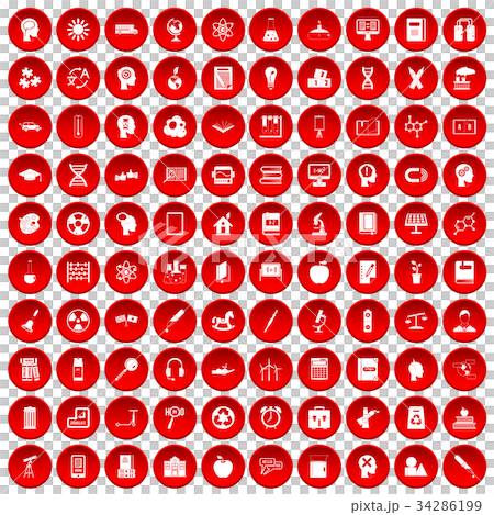 100 education icons set red 34286199