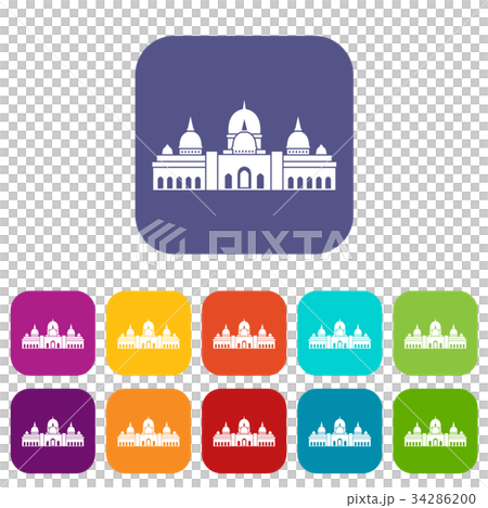 Sheikh Zayed Grand Mosque, UAE icons set 34286200