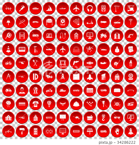 100 engineering icons set red 34286222