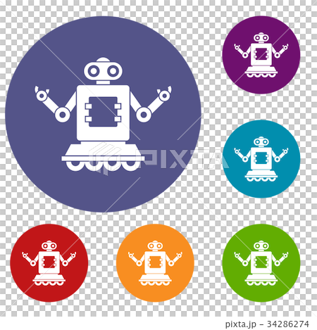 Cyborg on wheels icons set 34286274