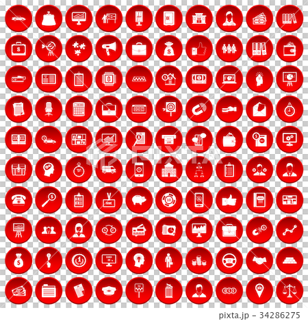 100 business group icons set red 34286275