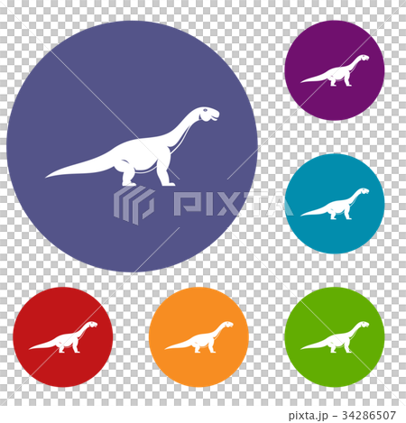 Titanosaurus dinosaur icons set 34286507