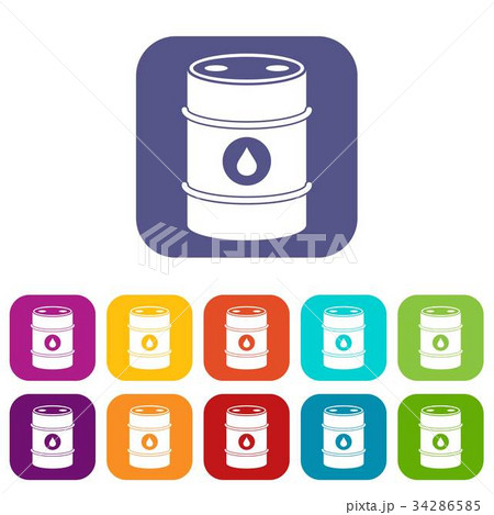 Metal oil barrel icons set Metal oil barrel icons set 34286585