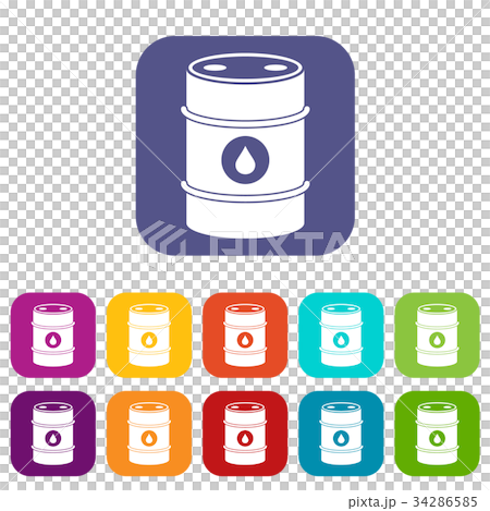 Metal oil barrel icons set Metal oil barrel icons set 34286585