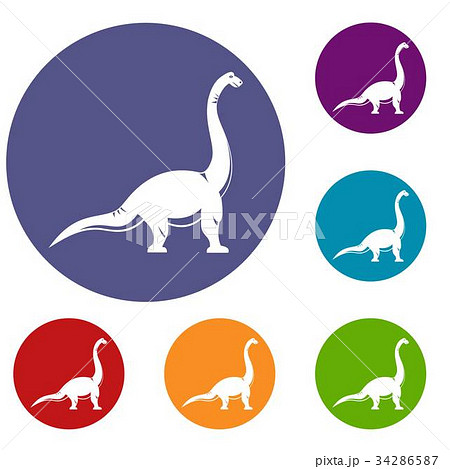 Brachiosaurus dinosaur icons set Brachiosaurus dinosaur icons set 34286587