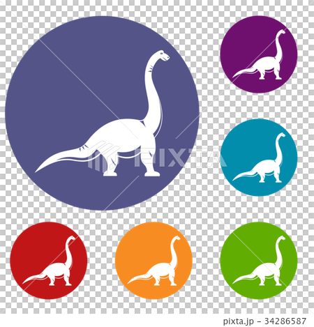 Brachiosaurus dinosaur icons set Brachiosaurus dinosaur icons set 34286587