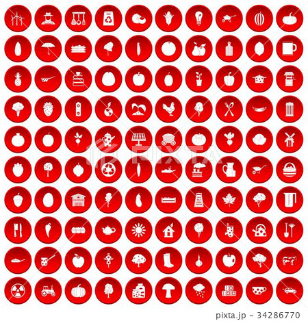 100 health food icons set red 100 health food icons set red 34286770