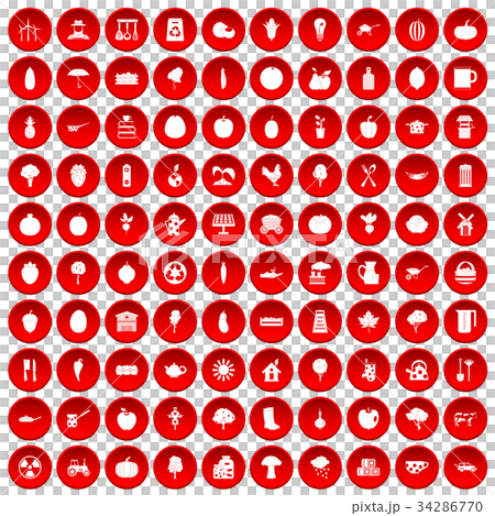 100 health food icons set red 100 health food icons set red 34286770