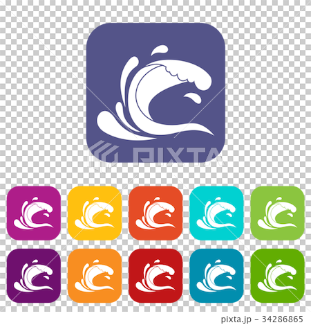 Water wave splash icons set 34286865