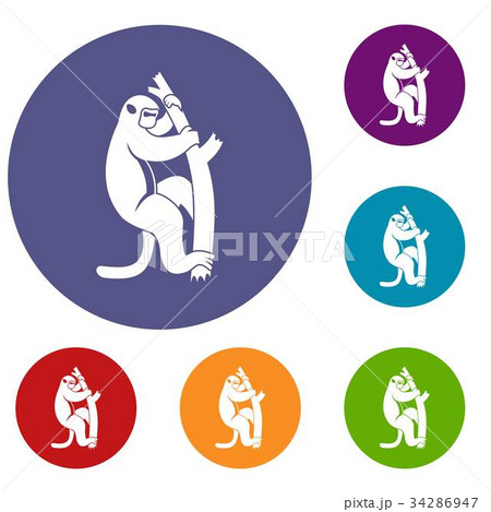 Macaque on a tree icons set Macaque on a tree icons set 34286947