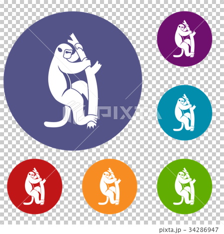 Macaque on a tree icons set Macaque on a tree icons set 34286947