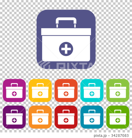 Medicine chest icons set 34287083