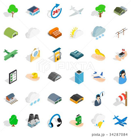Airport icons set, isometric style 34287084
