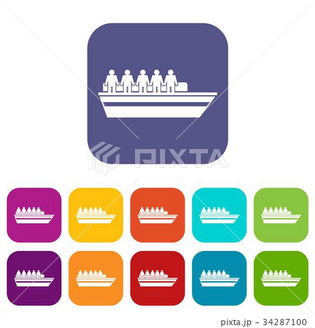 People on ship icons set 34287100