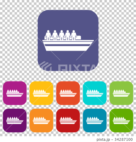 People on ship icons set 34287100