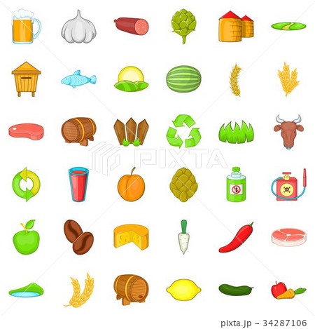Agriculture property icons set, cartoon style 34287106