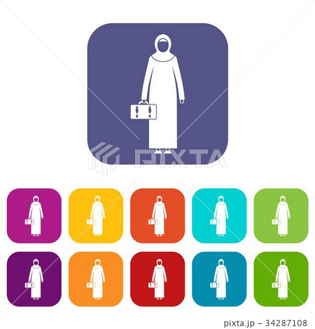 Arabic woman icons set 34287108