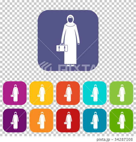 Arabic woman icons set 34287108