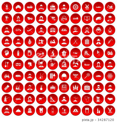 100 job icons set red 34287120