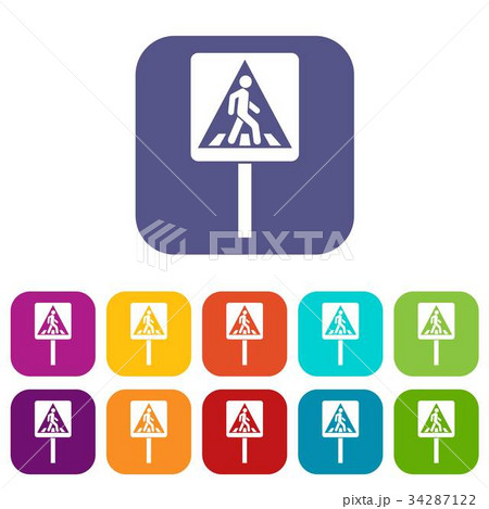 Pedestrian sign icons set Pedestrian sign icons set 34287122