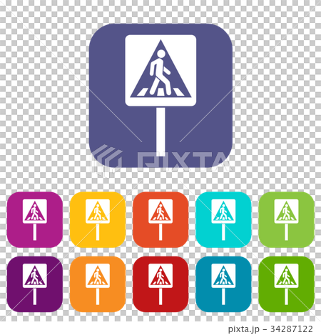 Pedestrian sign icons set Pedestrian sign icons set 34287122