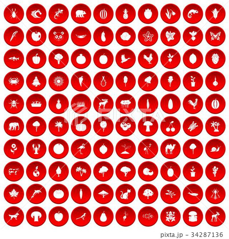 100 live nature icons set red 100 live nature icons set red 34287136