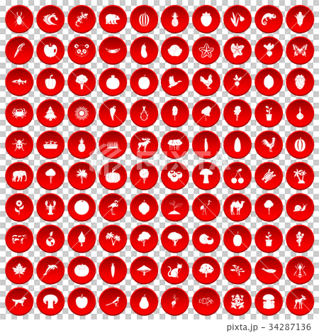 100 live nature icons set red 100 live nature icons set red 34287136