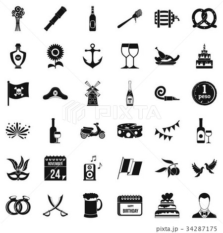 Celebrating icons set, simple style Celebrating icons set, simple style 34287175