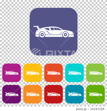 Rally racing car icons set Rally racing car icons set 34287294