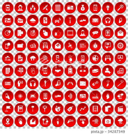 100 mobile icons set red 100 mobile icons set red 34287349